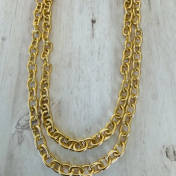 Metal Chain Chunky Gold or Silver - Double Layer Link Chain - Picture 2 of 5